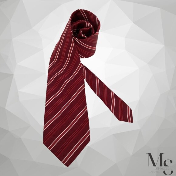 PRADA MILANO Red Striped Luxury Silk Tie Made Italy W: 3.25" EX COND - Picture 1 of 6